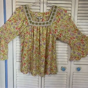 The Pioneer Woman Floral Blouse with Lace Trim